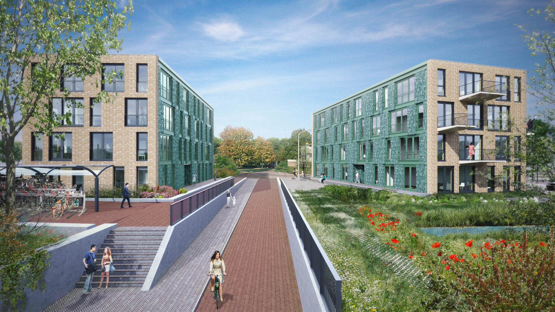 Woonblokken markeren nieuwe entree wijk